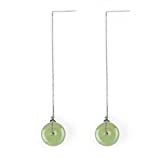 S925 Sterling Silver Drop Earrings Natural Hetian Jade Green Donuts Pendant Earring for Women Good Luck Dangle Earring Mom Gift Jewelry