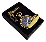 1 Personalized Pocket watch, Vintage style engraved gift. Box included, Stainless chain and engraving is included, Groomsmen, best man gifts for couples and weddings (Gold Polished)