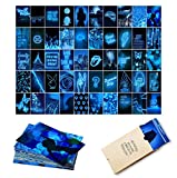 Blue Neon Wall Collage Kit Aesthetic Pictures, Aesthetic Room Decor, Bedroom Decor for Teen Girls, Wall Collage Kit, VSCO Room Decor, Photo Wall, Aesthetic Posters, Collage Kit (50 Set 4x6 inch)