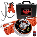 FINDMAG Fishing Magnet Kit with Case, 625 LBS Pulling Force Magnet Fishing Kit, Strong Fishing Magnet for Magnetic Fishing - 2.95inch Diameter