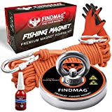 FINDMAG Fishing Magnet 600 LBS Pulling Force Magnet Fishing Kit, Super Strong Fishing Magnet Kit for Magnetic Fishing and Retrieving Items - 2.95inch Diameter