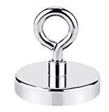 FINDMAG 1.76’’ Fishing Magnets, 200 LBS Pulling Force Neodymium Rare Earth Magnet with Lifting Eye-Bolt, Super Strong Round Magnet for Retrieving Items in Lake, Beach, Lawn and New House.