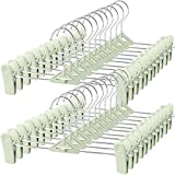 Skirt Hangers with Clips - Pant Hangers with Clips Stackable Slim Plastic Pants Hangers with Clips Space Saving Hangers for Pants(30 Pack )