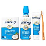 Lumineux Oral Essentials Teeth Whitening Kit - Includes 7 Treatments (14 Whitening Strips) | 1 Whitening Mouthwash, 1 Whitening Toothpaste & 1 Bamboo Toothbrush | Certified Non Toxic, Fluoride Free