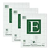 Roaring Spring 5x5 Grid Engineering Pad, 3 Pack, 15# Green, 3 Hole Punched, 8.5" x 11" 100 Sheets, Green Paper