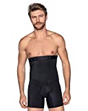 LEO Slimming Mens Underwear Girdle Compression - Body Shaper Shorts for Men Black