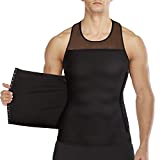 Men Body Shaper Slimming Vest Tight Tank Top Compression Shirt Tummy Control Underwear Moobs Binder (Black, 3XL)