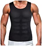 Gotoly Mens Compression Body Shirt Girdle Undershirt Shapewear (Black, XL: Fit Waist 33.8-35.8 Inch)