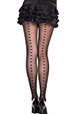 MUSIC LEGS Women's Hearts Backseam Spandex Sheer Pantyhose, Black, One Size