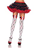 Leg Avenue Women's Woven Diamond Card Suit Thighs Highs, White/Red/Black, One Size