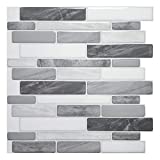 Art3d 10-Sheet Self Adhesive Backsplash, 12 in. x 12in. Grey Marble Design 3D Wall Panels (A17012P10)