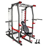 Marcy Smith Machine Weight Bench Home Gym Total Body Workout Training System SM-4903, black