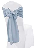 Wedding Linens Inc. (10 PCS 8" x 108" Polyester Chair Sashes Bow Sash Chair Bows Ties for Wedding Decoration Party Banquet Events - Dusty Blue