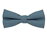 Mens Charm Solid Linen Bow Ties - Classic Pretied Bowties - Wedding (Dusty Blue)