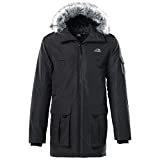 icewords Men's Winter Coat Windproof Warm Padding Parka Long Ski Jacket Waterproof Hooded Outwear with Detachable Fur Black/XXL