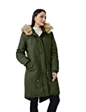 WenVen Women's Winter Warm Hooded Sherpa Lined Parka Jacket Army Green XL