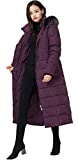 Molodo Women's Long Down Coat with Fur Hood Maxi Down Parka Puffer Jacket X-large