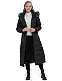 ilishop Women's Thickened Maxi Down Jackets- Hooded Long Down Jacket Winter Parka Puffer Coat (XL, Black)