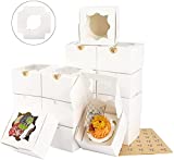 TOMNK 60pcs White Bakery Boxes with Window Cookie Boxes 4 inch Pastry Boxes for Cupcakes Candy Chocolate Strawberries Muffins Donuts and Party Favor 4x4x2.5 Inches