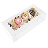 Moretoes 30 Pack Cookie Boxes White Bakery Box with Window for Cake, 12x5.5x2.5 Inches Desserts Boxes for Valentine's Day Chocolate Strawberries, Donuts, Pies, Cakes, Muffins, Pastries