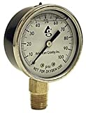 Water Well Pump Liquid Filled Side Lower Mount Pressure Gauge 0 to 100 PSI, 1/4" MNPT