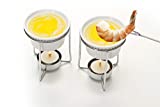 PrepWorks by Progressive 5-Ounce Ceramic Butter Warmer Home Fondue Set with Stands, Candles, and Cups, White