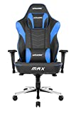 AKRacing Masters Series Max Gaming Chair with Wide Flat Seat, 400 Lbs Weight Limit, Rocker and Seat Height Adjustment Mechanisms - Black/Blue