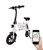 Swagtron Swagcycle Pro Pedal-Free App-Enabled Folding Electric Bike with USB Port to Charge on The Go, White