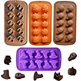 4 Pack Halloween Silicone Baking Molds，Pumpkin Skull Bat Wizard Hat Shape Cake Mold Chocolate Gummy Molds Ice Tray Cake Decor for Halloween Party Decorations Kitchen DIY Baking Tools