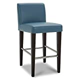 CHITA Counter Height Barstool, Upholstered Faux Leather Bar Stool, 26" H Seat Height, Dark Blue