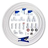 ESHIONG NSF Certified 1/4" OD Push to Connect Fittings for RO (Reverse Osmosis)Water Filter（ Fridge Installation Kit）20 pcs+30 feet 1/4" Water tubing.