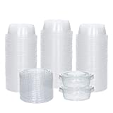 [100 Sets] 1.5 oz Small Plastic Containers with Lids, Jello Shot Cups with Lids, Disposable Portion Cups, Condiment Containers with Lids, Souffle Cups for Sauce and Dressing
