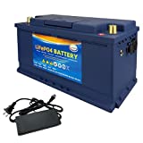 12V Lithium Battery 100ah Lifepo4 RV Trolling Motor Battery Replacement Built-in BMS Last Longer Replace Your SLA Battery Perfect for Backup Power and Off Grid Applications - W/Lithium Battery Charger