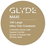 Premium Bulk Condoms GLYDE Maxi Ultra Thin Large Condom - 100 Ct. Pack/Comfortable & Strong : The #1 Natural Larger Condom in Australia