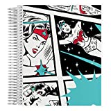 8.5" x 11" Spiral Bound Dotted Grid Notebook - Wonder Woman Classic Comic. 5mm Dot Grid. 160 Page Writing, Drawing & Art Notebook. 80Lb Thick Mohawk Paper. Stickers Included by Erin Condren.