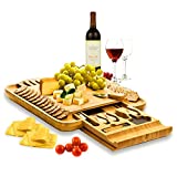 Cheese Board and Knife Set - Large Charcuterie Board Serving Platter - Unique Gift for Wedding, Housewarming, Bridal Shower, Birthday Gifts for Mom