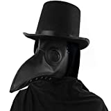 Skeleteen Medieval Doctor Plague Mask - Black Faux Leather Bird Death Doctors Mask Costume Accessory