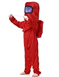 Noucher Kids Astronaut Costume Game Space Suit Red Jumpsuit Halloween Backpack Cosplay Costumes for Boys Kids Girls Aged 3-10(Tag S(3-4T), Red)