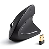 Anker 2.4G Wireless Vertical Ergonomic Optical Mouse, 800 / 1200 /1600 DPI, 5 Buttons for Laptop, Desktop, PC, Macbook - Black (Renewed)