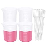 100 ml Silicone Measuring Cups for Resin(4 PCS), and 3ml Disposable Plastic Transfer Pipettes(30 PCS), Resin Glue Tools, Non-Stick Mixing Cups, Transfer Graduated Pipettes Calibrated Dropper