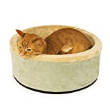 K&H PET PRODUCTS Thermo-Kitty Heated Cat Bed Small 16 Inches Sage/Tan