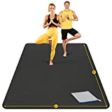 Large Yoga Mat 8'x6'x8mm Extra Thick, Durable, Eco-Friendly, Non-Slip & Odorless Barefoot Exercise and Premium Fitness Home Gym Flooring Mat by ActiveGear - Black