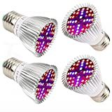 Esbaybulbs 40W LED Grow Light Bulbs E26 4 Pack, Full Spectrum Grow Lamp Plant Light for Hydroponics Greenhouse Indoor Plants