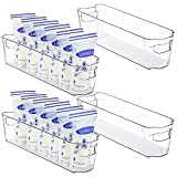 Vtopmart Breastmilk Storage Container 4PCS Set, Clear Freezer and Fridge Organizer Bins, Plastic Storage Bins for Breast Milk, Baby Pouches, Formula, Bottles and Yogurts, 4.3’’ Width, 14.5" Long