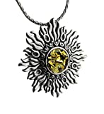 Sterling Silver Sunburst Necklace with Yellow Bismuth Crystal by Element 83