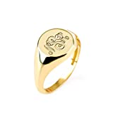 Elegant jewel box Women Round shaped signet ring in solid Gold 9k, 14k, & 18k, Personalized Gold chevalier ring, Custom Initial engraved, Personalized gift, RN320