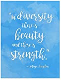 Maya Angelous Beauty Strength in Diversity Inspirational Quote Poster. Fine Art Print Available Plain, Laminated or Framed. Multiple Sizes