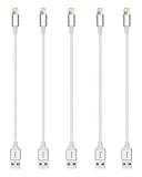 Short iPhone Cables, Pantom iPhone/iPad Cable Cord Charger Compatible with iPhone 11/11 Pro/XS/XS Max/XR/X/8/8 Plus/7/7 Plus/6s/6s plus/5se/5c/5s, iPad Pro/Mini/Air, iPod Touch - Pack of 5 (Silver)