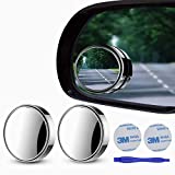 2 pcs Blind Spot Mirrors, 2" Round HD Glass Convex 360Wide Angle Side Rear View Mirror withABS Housing for Cars SUV and Trucks, Silver, Pack of 2