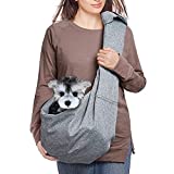 AOFOOK Dog Cat Sling Carrier Adjustable Padded Shoulder Strap with Mesh Pocket for Outdoor Travel (Grey, L - 10 to 20 lbs)